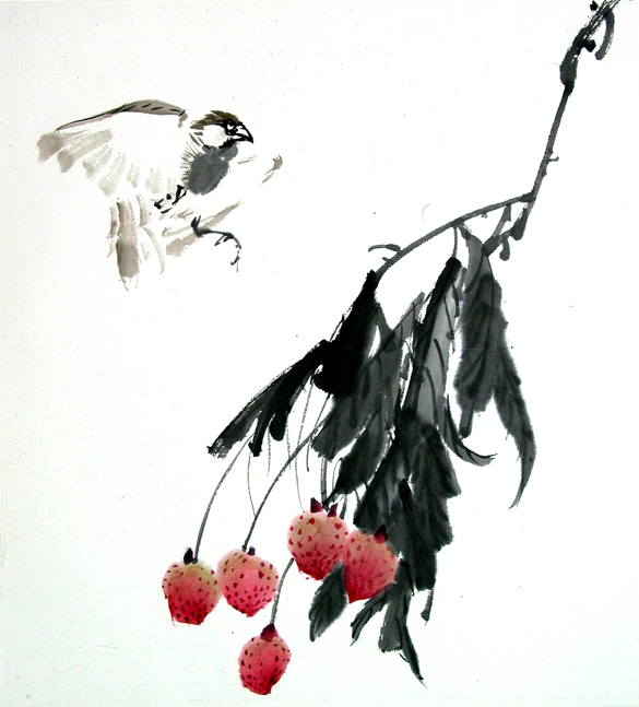 Bird with Strawberries