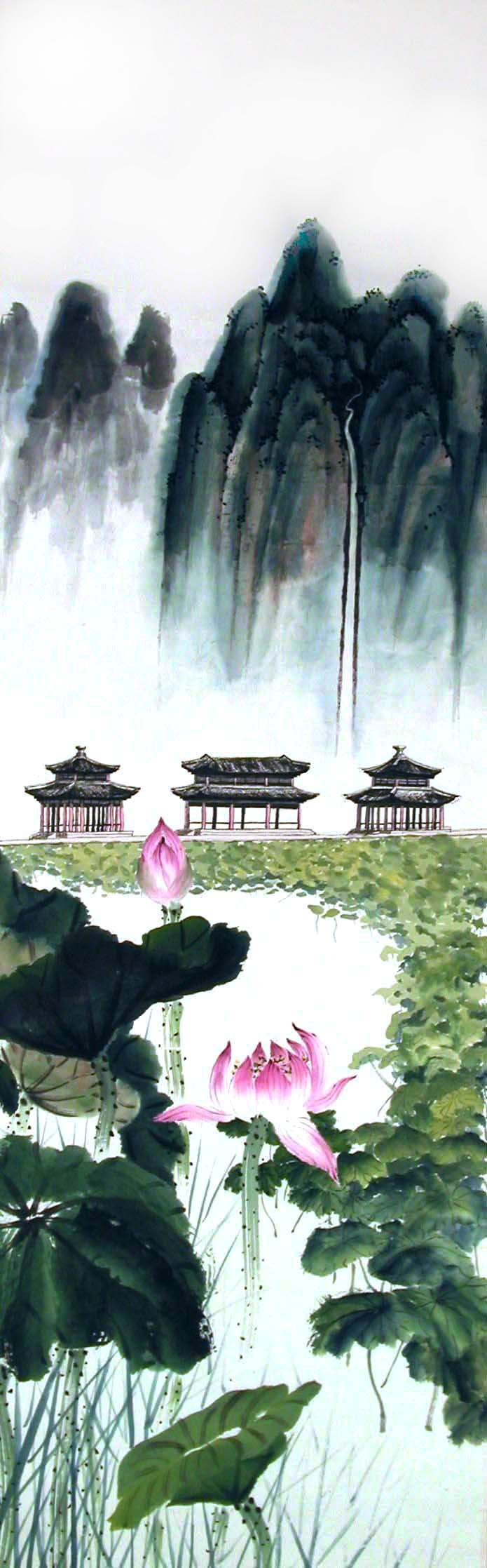 Triple Landscape with Lotus